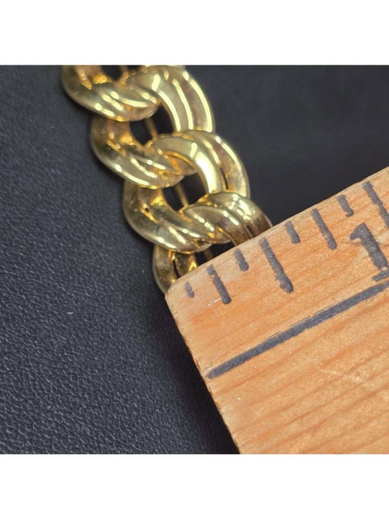 Monet Double Link Chain Bar Brooch Linear Line Yellow Gold Plated Signed Vtg — image 7 of 7
